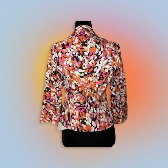 Allison Taylor NWT Suit Jacket floral  Sz 6 Pink  White Silk Cotton S‌‌‌‌‌‌‌‍‍‍‍ - Picture 4 of 7